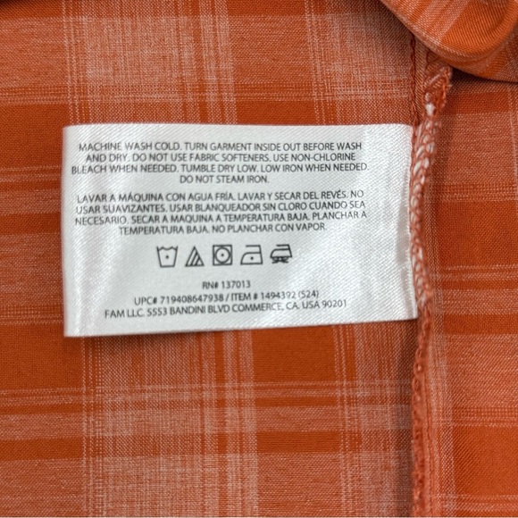 Orvis Men's Orange Plaid Performance Short Sleeve Button Down Tech Shirt Small - Picture 9 of 12